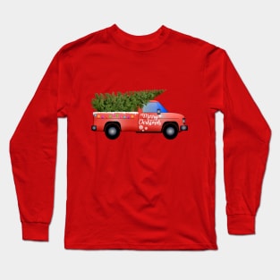 Christmas Tree Red Truck Long Sleeve T-Shirt